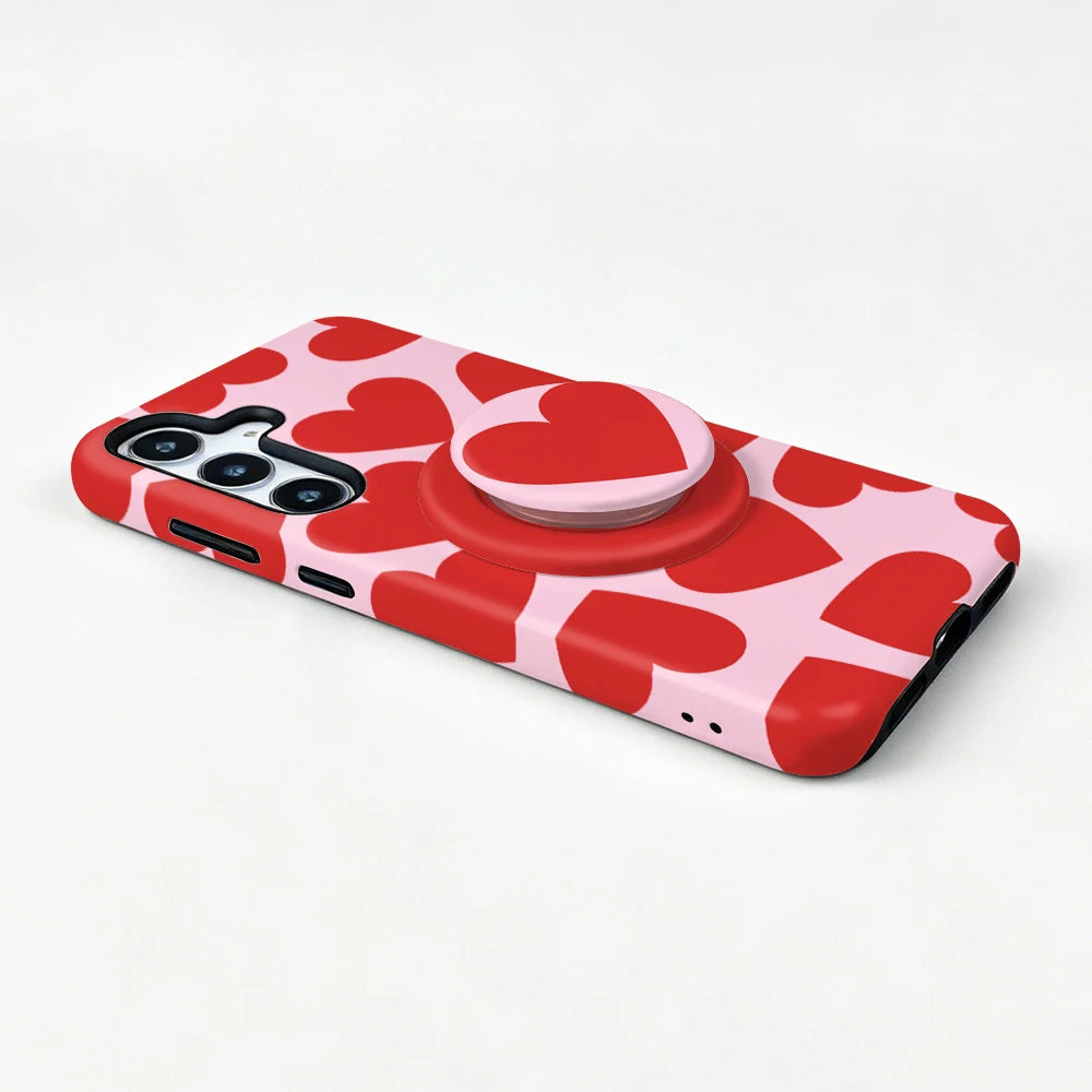 Magnetic Case For Samsung S26 S25 S24 S23 S22 S21 Plus Ultra 20 FE A15 A16 A26 A36 56 17 Love Heart 2 in 1 Phone Holder Cover