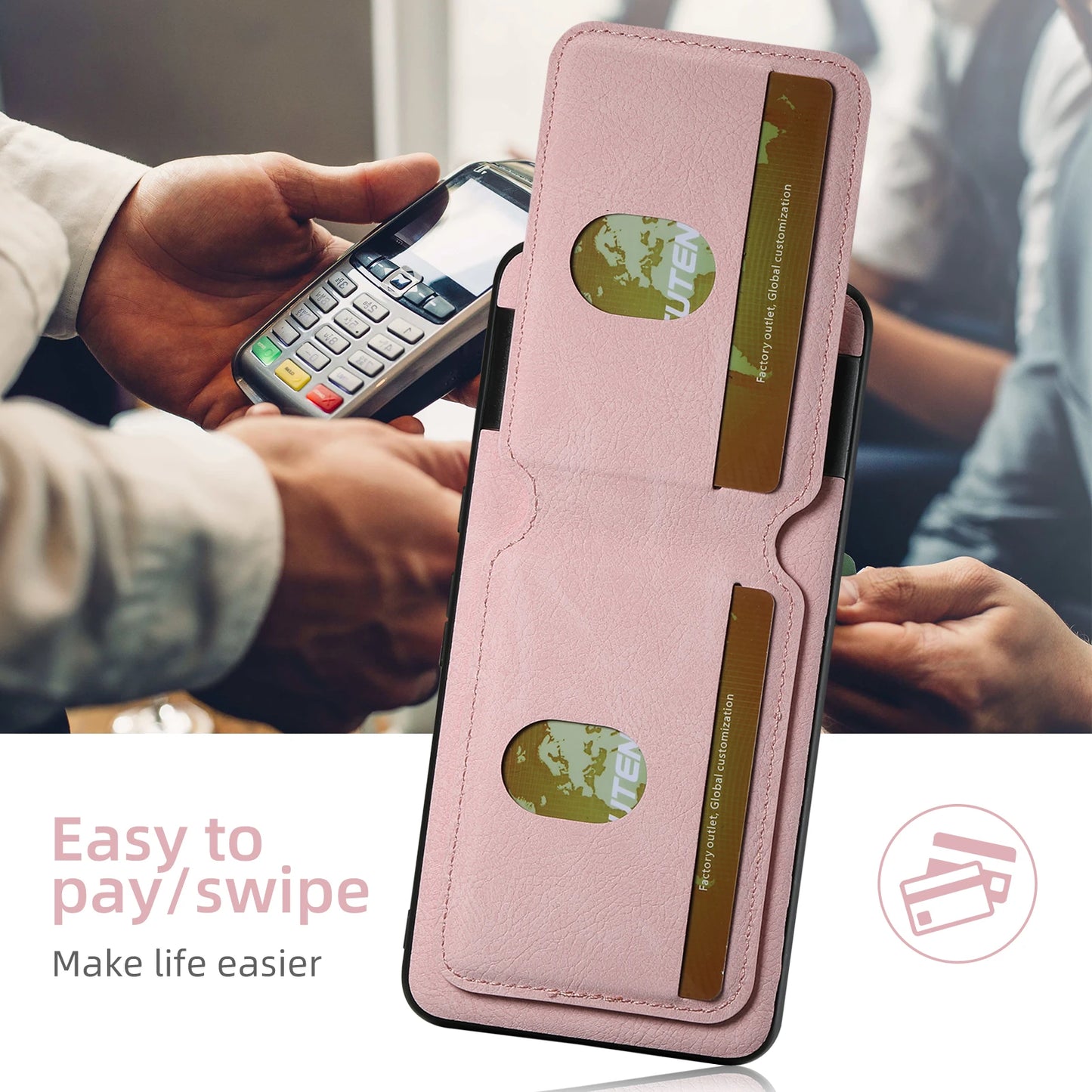 Lychee SUTENI Luxury Faux Leather Stand Card Holder Phone Case Frosted Feel for Google Pixel 10 9 Pro XL 8 Pro 7 6 A Cover