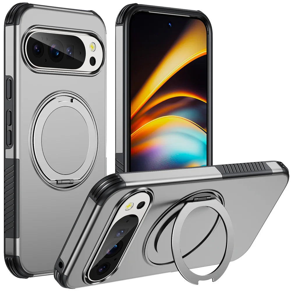 Luxury Magnet Rotating Fold Stand Magnetic Phone Case for Google Pixel 11 10 9 Pro XL 10A Non-Slip Bumper Shockproof Armor Cover