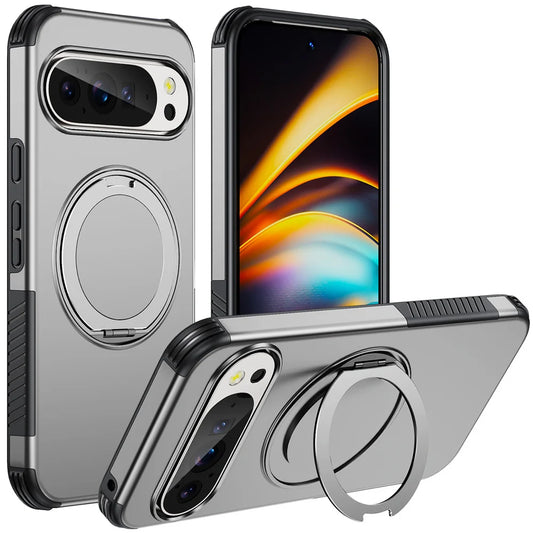Luxury Magnet Rotating Fold Stand Magnetic Phone Case for Google Pixel 11 10 9 Pro XL 10A Non-Slip Bumper Shockproof Armor Cover