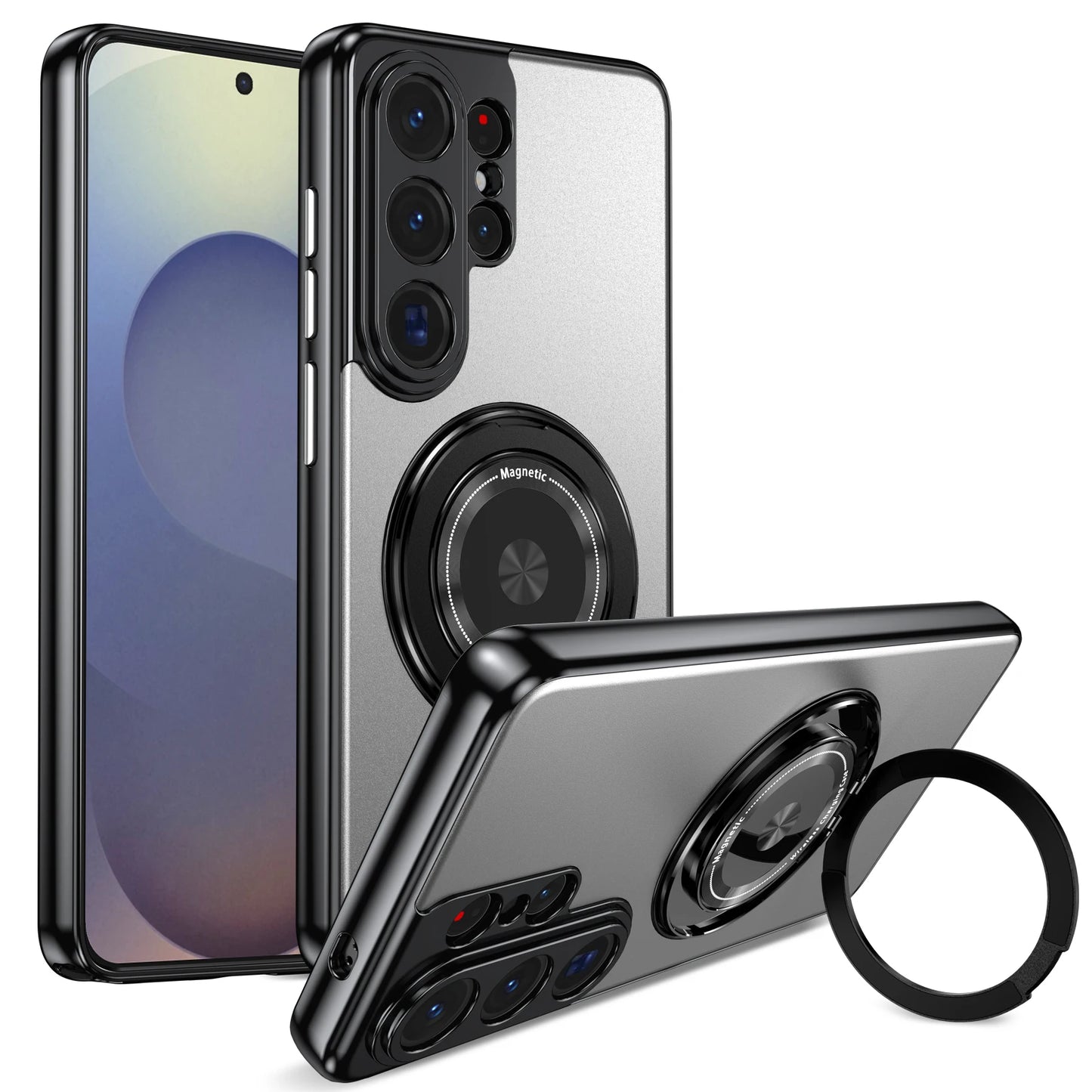 Luxury Metallic 360 Rotating Stand Case For Samsung Galaxy S26 Ultra S26+ Plus 5G Magnetic Cover With Camera Lens Protection
