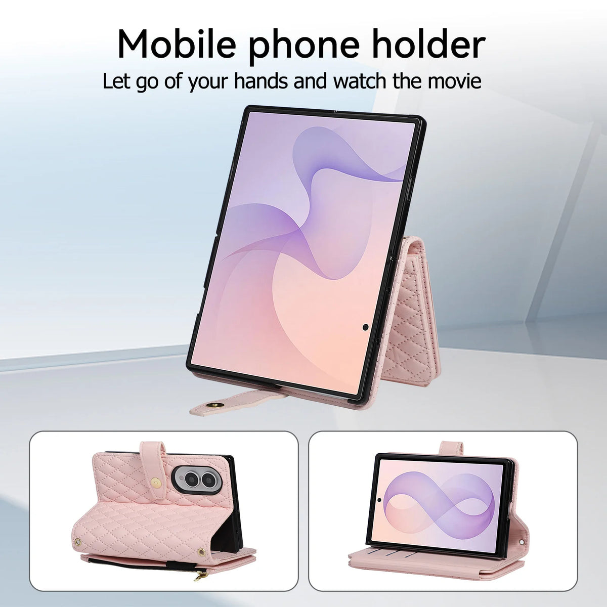Crossbody Zipper Flip Multi Card Slots Quilted Leather Case for Samsung Galaxy Z Fold8 Fold 8 Wide Shockproof Book Stand Cover