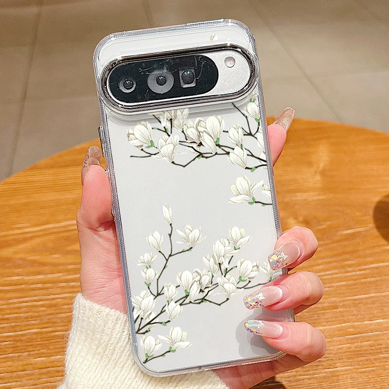 Colorful Floral Pattern Clear Phone Case For Google Pixel 10 9 8 7 Pro Pixel 9 10 Pro XL 7A 8A 9A Shockproof Soft TPU Back Cover