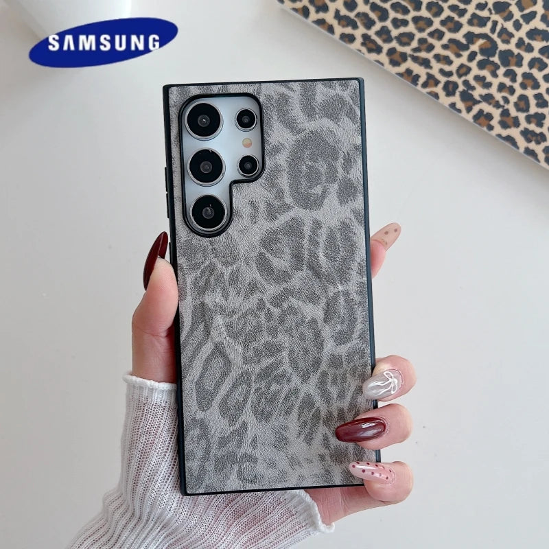 Magnetic Leopard Print Case For Samsung Galaxy S25 S24 Ultra S22 S23 FE Plus S21 Note 20 Ultra A55 A35 Wireless Charging Cover
