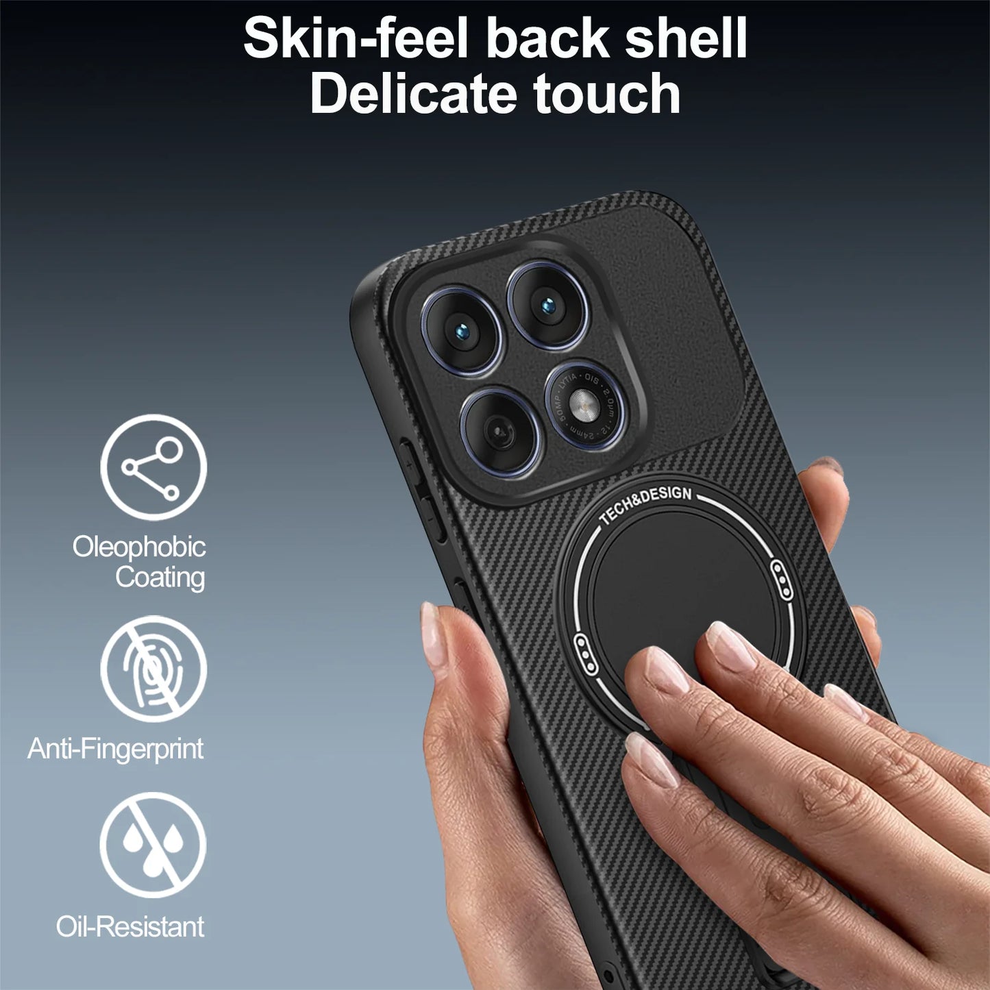 Carbon Fiber Pattern Armor Phone Case For Moto Edge 60 Fusion 50 Pro Cover Magnetic Wireless Chraging Fold Stand Back Fundas