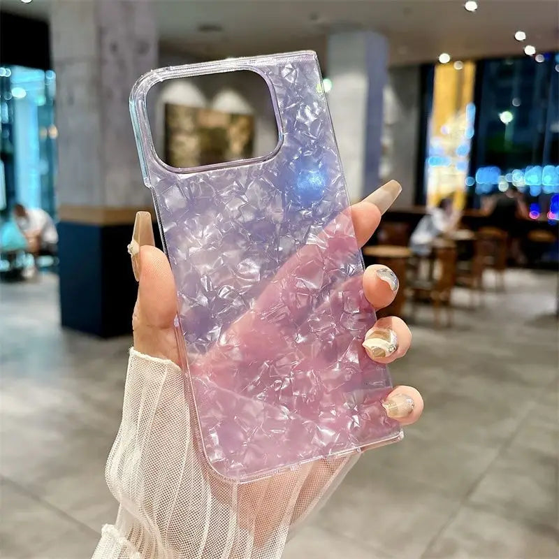 For Google Pixel 10 Pro Fold Case Fashion Flower Print Phone Back Cover Dreamy Pearl Glitter Shockproof Hard Shell
