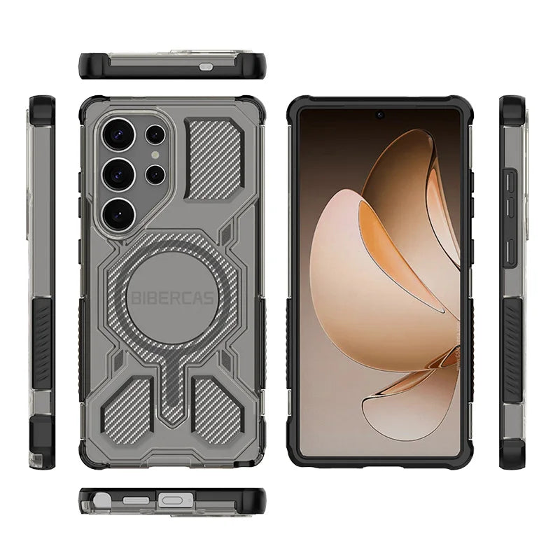 BIBERCAS Translucent Magnetic Case For Samsung Galaxy S26 Ultra S26Plus S25 Edge Wireless Charging TPU Frame Plastic Back Cover