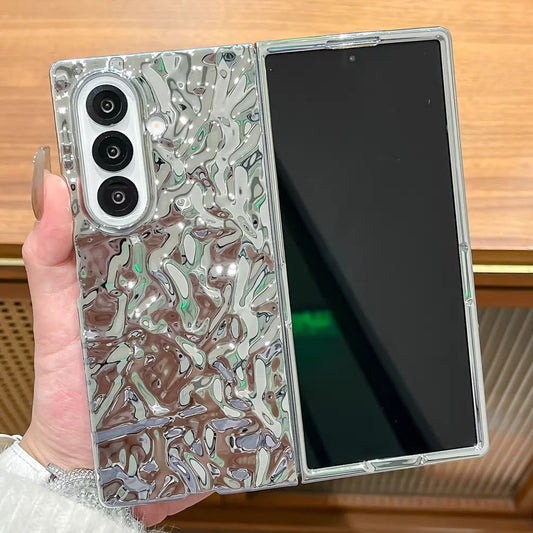 Electroplated Water Ripple Cover Funda For Samsung Galaxy Z Fold 7 Luxury Case For Samsung Z Fold 6 Slim Hard Protective Shell