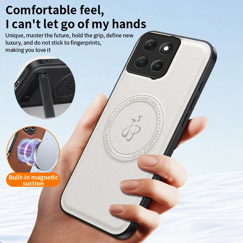 For MOTO G86 G85 G64 G84 G67 Power G75 5G Holder Lens Protection Soft Phone Case Magnetic Wireless Charging Leather Cover Cases