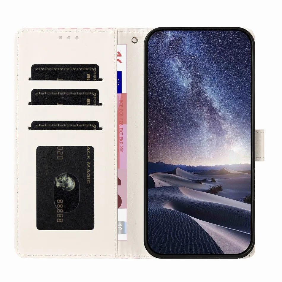 Cute Stars Leather Case For Motorola Moto G8 Edge 50 Pro 40 Neo 60 Fusion 70 Stylus One Action ThinkPhone 25 Wallet Phone Cover