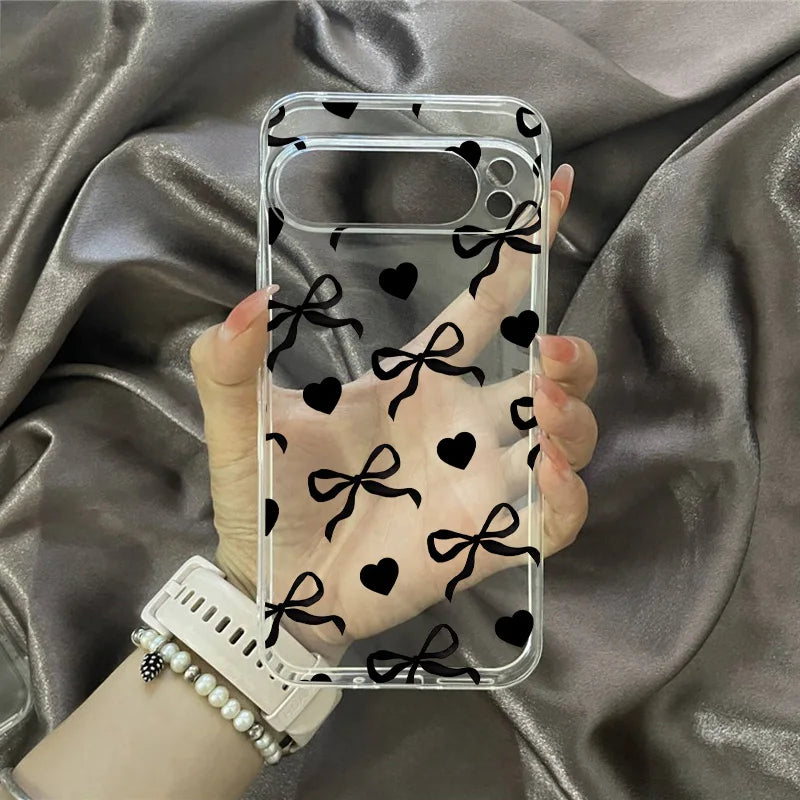 Cute Star Bow Phone Case for Google Pixel 10 9 9Pro XL 8A 8Pro 8 7 7A 7Pro 5G Hot Christmas Soft TPU Clear Cover Fundas