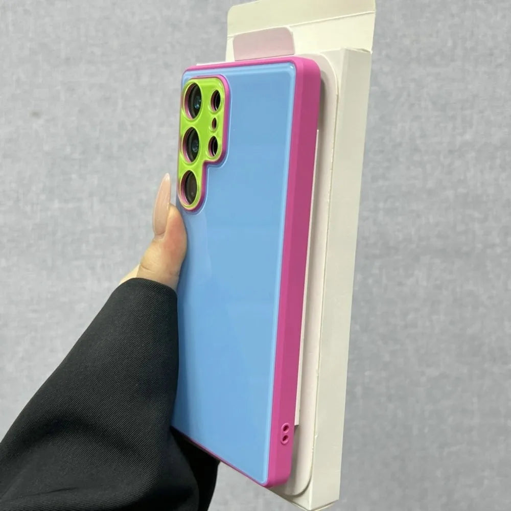 Summer Dopamine Contrast Candy Color For Samsung Galaxy S26 Ultra Plus S25 Ultra S24 All-inclusive Shockproof Bumper Hard Cover
