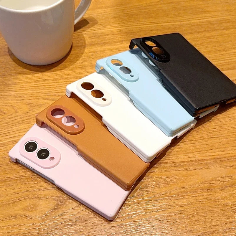 Fashion Color Phone Case For Samsung Z Fold 8 Fold8 Ultra Galaxy Z Fold 7 Slim Crosshatch Leather Texture Protective Cover