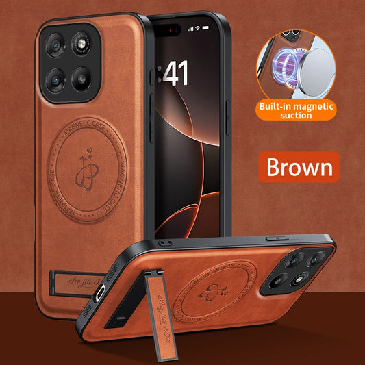 PU Leather Case for Magsafe Magnetic Wireless Charging Hard Kickstand Cover For Motolora Edge 70 G67 Power G56 G57 G86 60 50