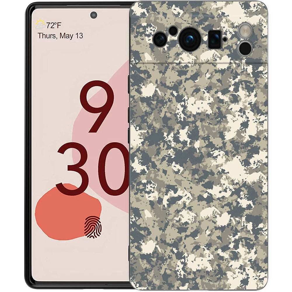 Luxury TPU Phone Case For Google Pixel 9 8 8A 7 7A 6 Pro XL 6A 5G Camouflage Camo Military Army Black Soft Back Cover