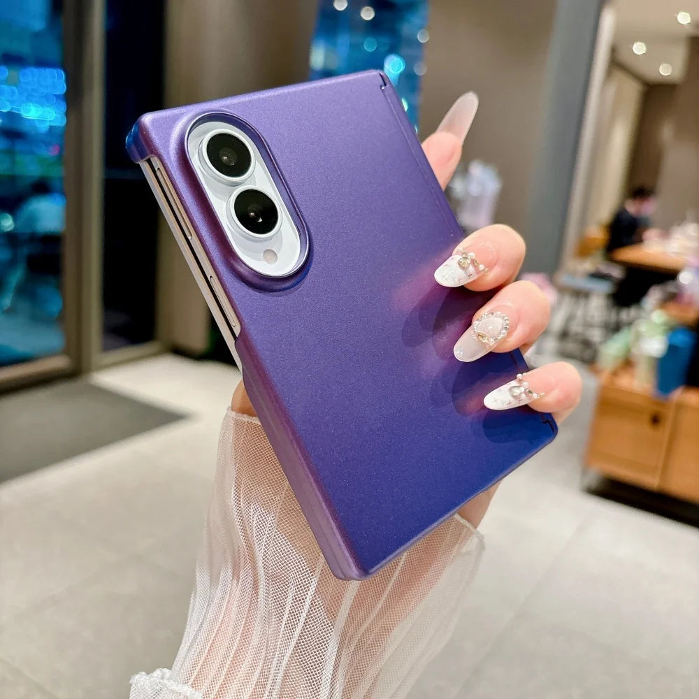 Z Fold8 Metallic Paint Hinge Skin Feel Phone Case For Samsung Galaxy Z Fold8 Ultra 7 6 5 4 Dual-axis Shockproof Bumper PC Cover