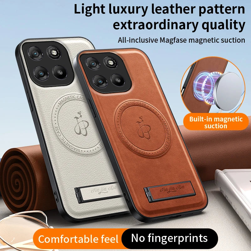 PU Leather Case for Magsafe Magnetic Wireless Charging Hard Kickstand Cover For Motolora Edge 70 G67 Power G56 G57 G86 60 50