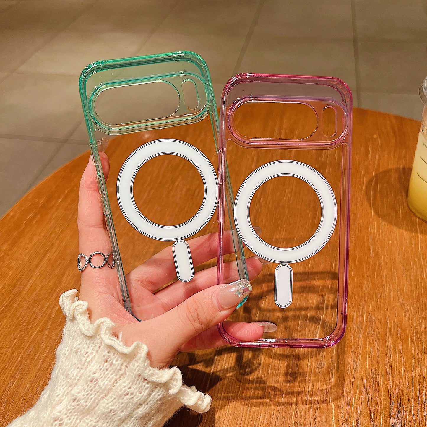Pixel 10Pro Double Color Gradient for Magsafe Magnetic Case For Google Pixel 10 Pro Transparent Ultra Thin Wireless Charge Cover