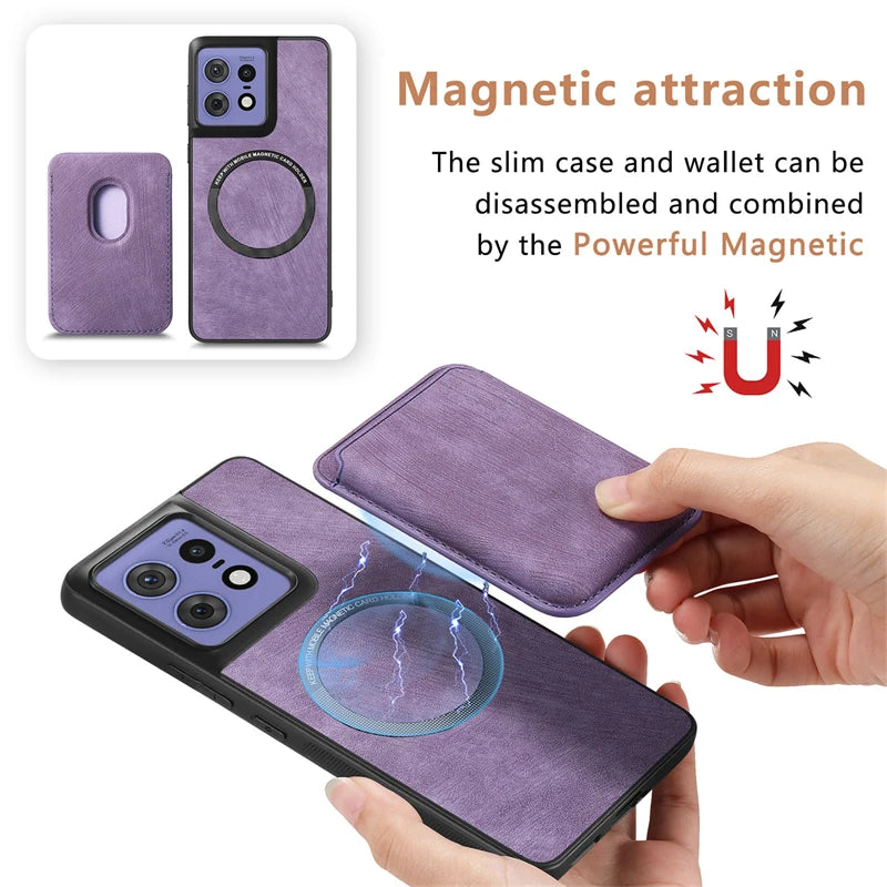 2 in 1 Detachable Magnetic Cards Slot Wallet Leather Case For Motorola Edge 50 Fusion Moto Edge50 Pro Ultra Shockproof Cover