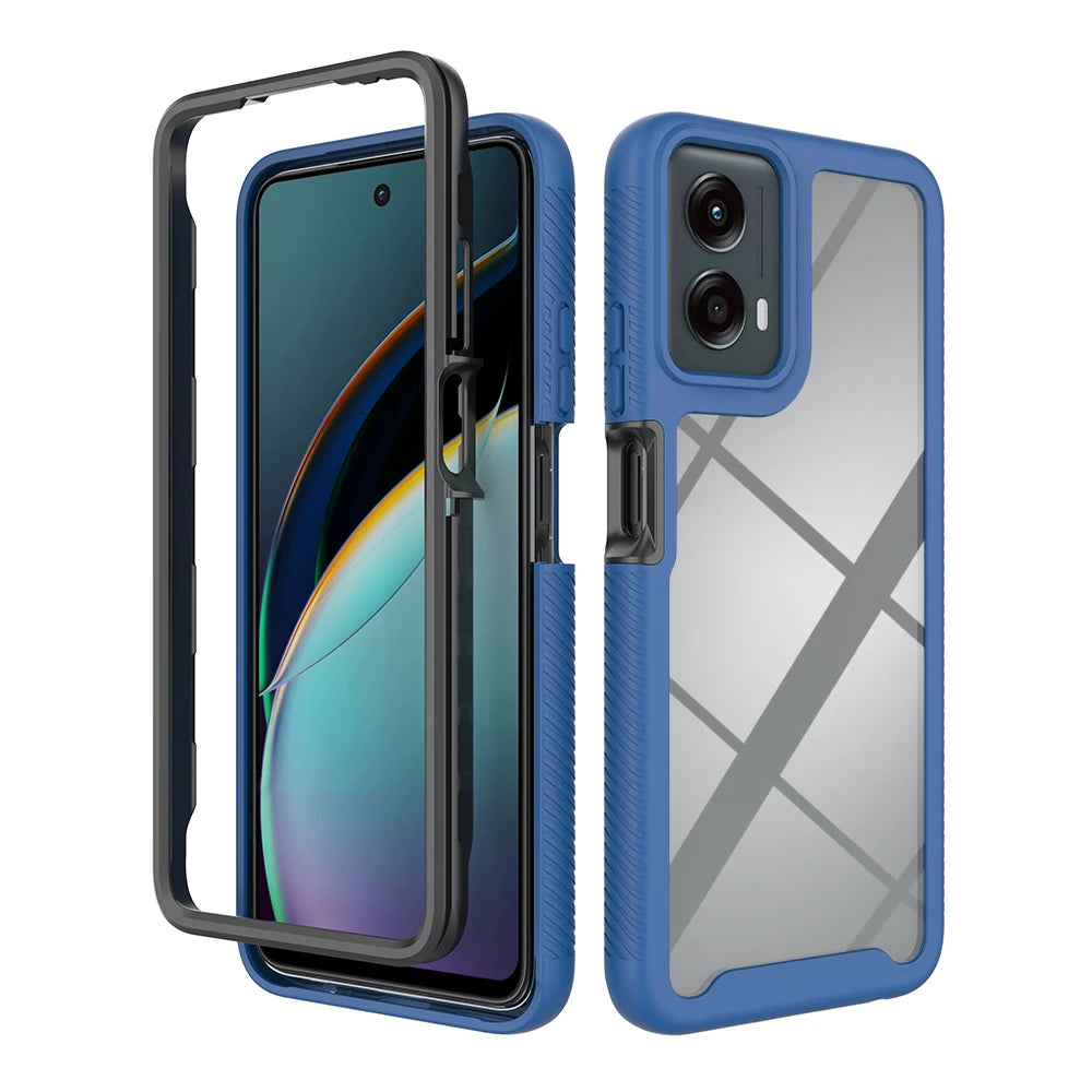 Hybrid Rugged Case For Motorola Moto G 5G 2024 2023 2022 Funda Capa Transparent TPU/PC Phone Cover Bumper Frame + Clear Shell
