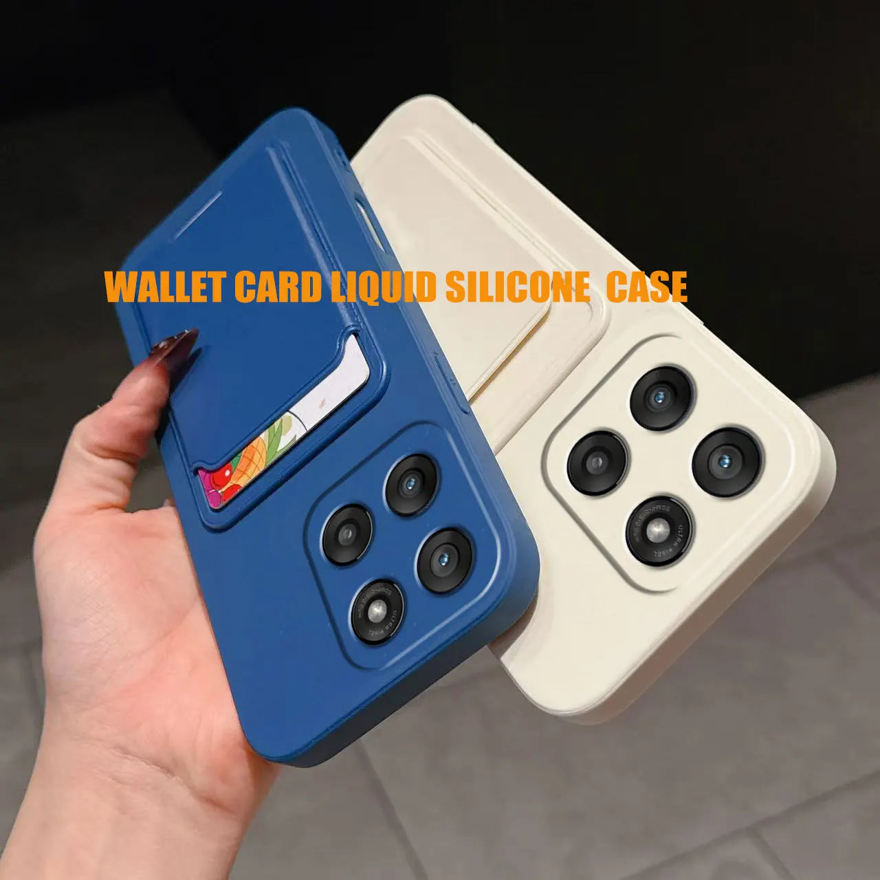 Case for Motorola Edge 60 Fusion Liquid Silicone Card Holder Soft Phone Skin Cover Edge 50 Shockproof Back Pocket Wallet Notes