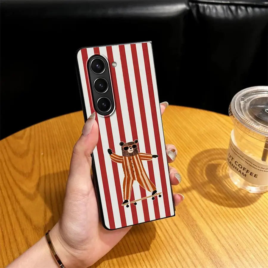 Case for Samsung Galaxy ZFold4 Z Fold 7 6 5 4 3 ZFold3 ZFold5 ZFold7 ZFold6 Back Phone Cover Striped Animal