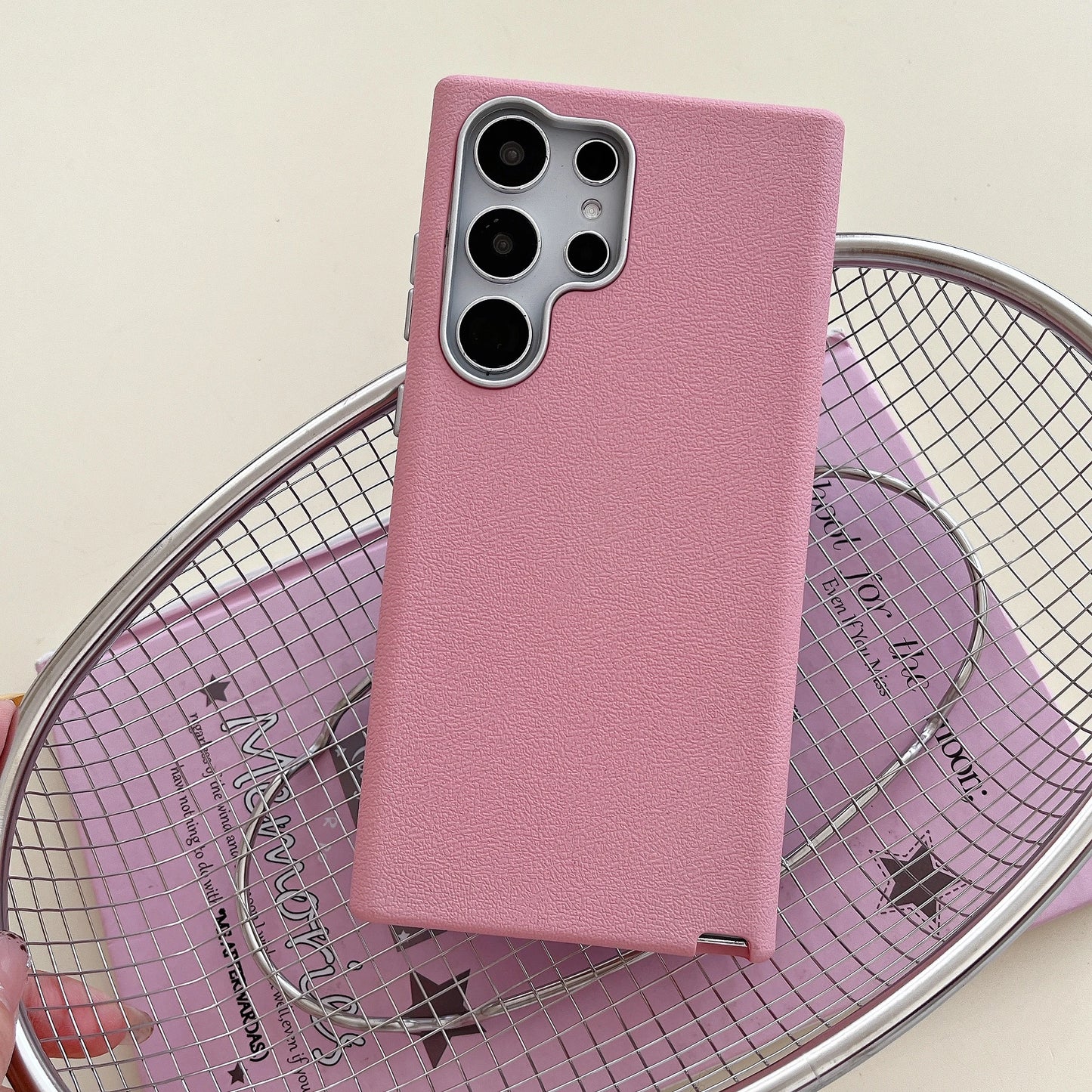 Luxury Leather Lichee Pattern Case For Samsung Galaxy S25 Edge S24 S23 S22 Ultra Plus Solid Color 3 IN 1 Frosted Business Cover