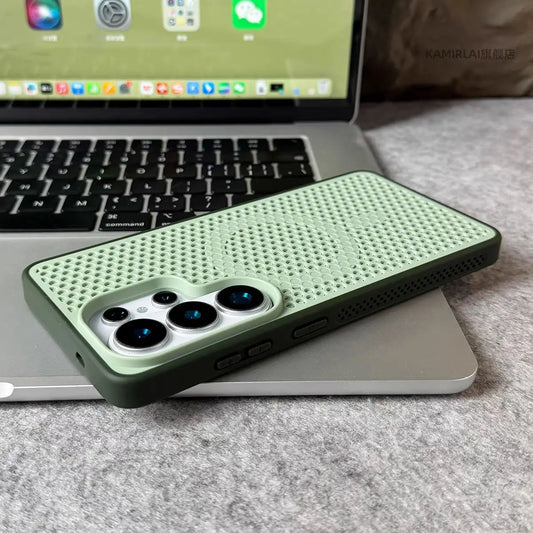 Magnetic Cooling Breathable Mesh Hard PC Case For Samsung Galaxy S26 S25 S24 S23 Ultra For Magsafe Shockproof Slim Matte Cover