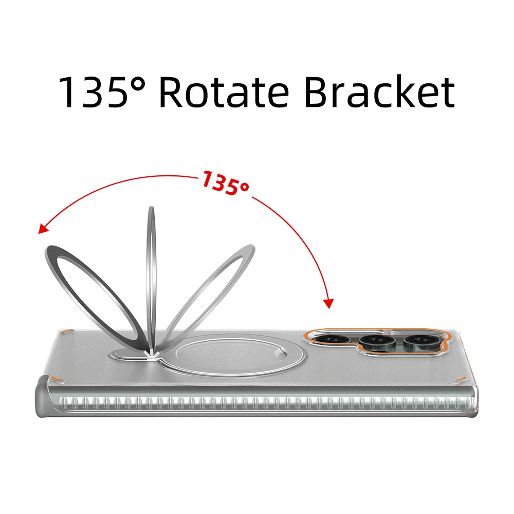 3 IN 1 Folding Ring Holder Phone Case For Samsung Galaxy S26 S25 S24 Plus Ultra Magnetic For Magsafe Shockproof Stand Back Cover