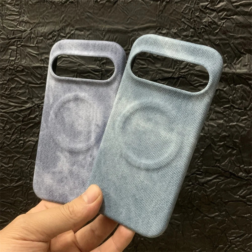 Original Cowboy Leather Texture For Magsafe Phone Case For Google Pixel 11 10 9 8 7 A Pro XL Full Frosted Magnetic Bumper Cover