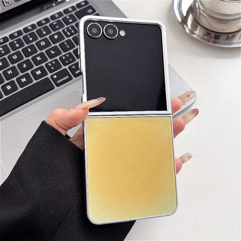 Stylish Color Collision Glossy Case For Samsung Galaxy Z Flip 3 4 5 6 7 5G ZFlip7 FE Flip6 5G Gradient Color Back Cover Funda