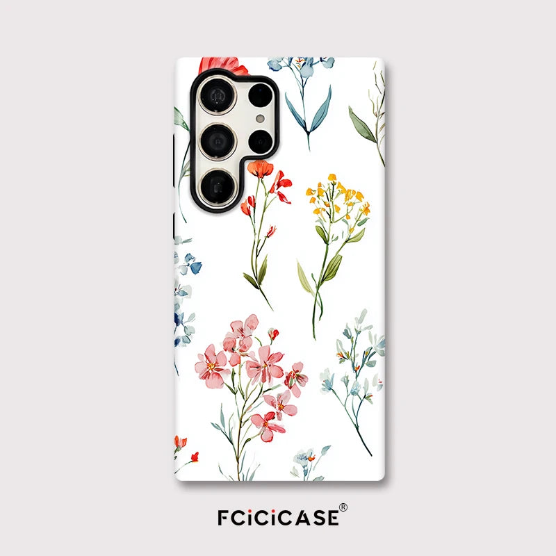 Fcicicase Acrylic Phone Case For Samsung Galaxy S25 S20 FE S24 Ultra S23 Plus A26 A16 A36 A56 Flower Matte Soft Silicone Cover