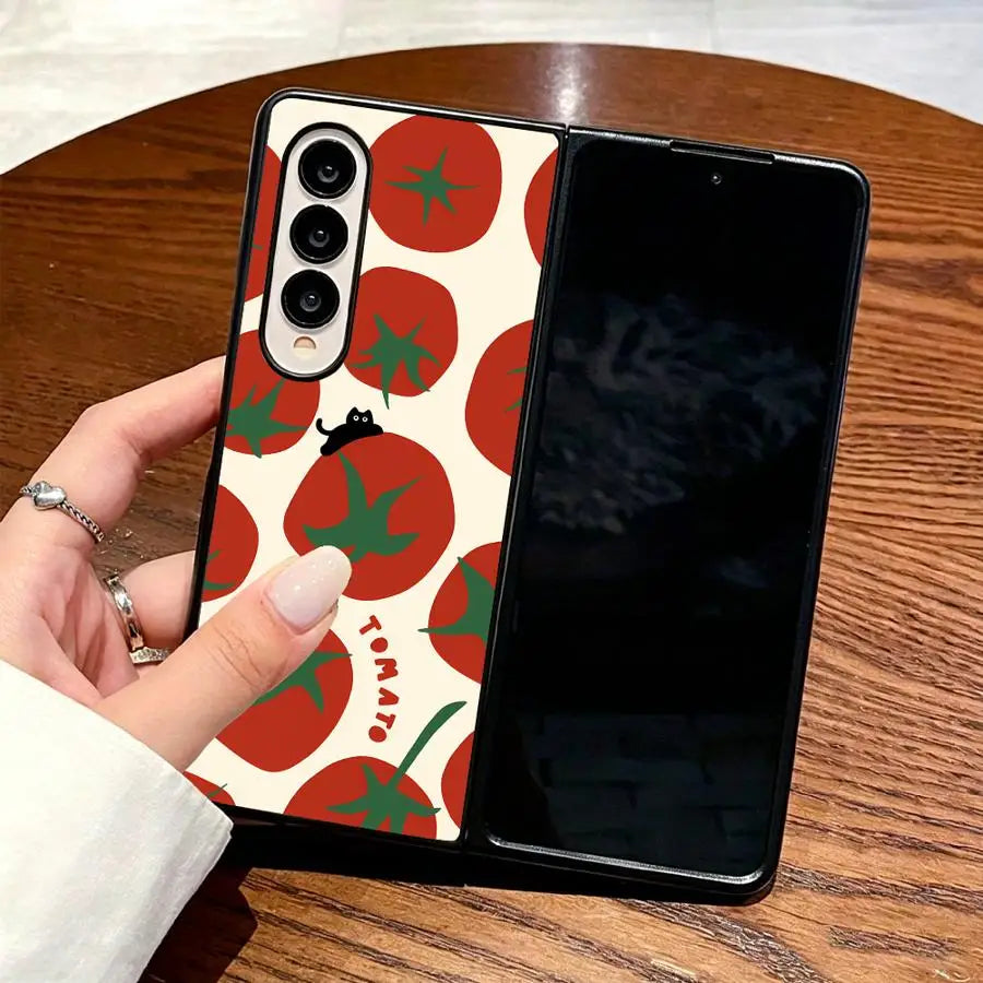 Red Tomato Print Case for Samsung Galaxy Z Flip 7 6 5 4 3 Z Fold 7 6 5 4 3 Phone Cover