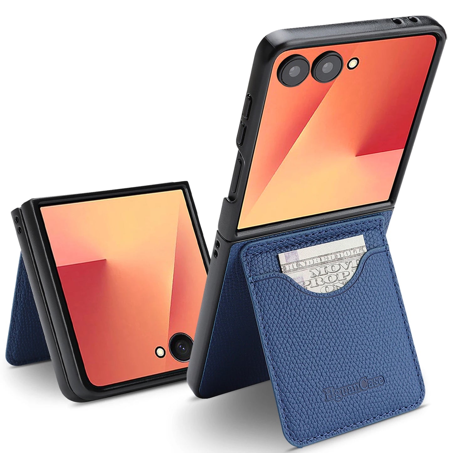 Leather Wallet Case for Samsung Galaxy Z Flip 7 6 5 4 3 Fe Flip7 Flip6 Flip5 Flip4 Flip3 Card Slots Holder Kickstand Phone Cover