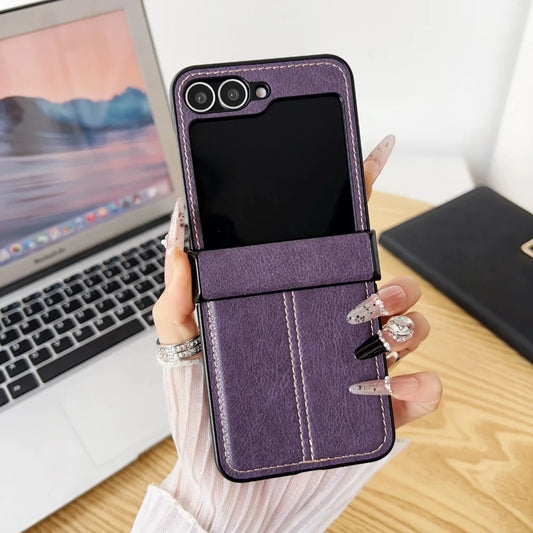 Business Retro Leather Texture Flip Phone Case for Samsung Galaxy Z Flip 7 6 5 4 3 Anti-Drop PU Material Inclusive Protect Cover