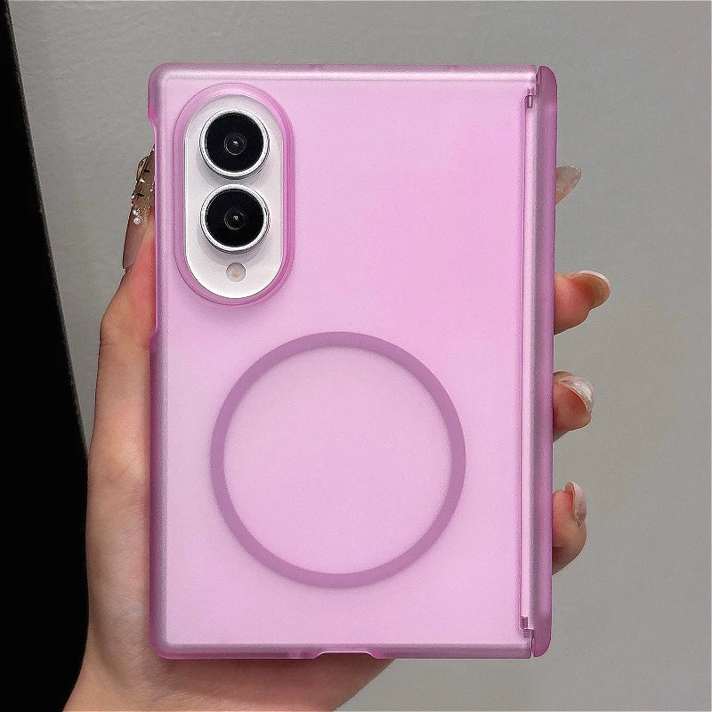 PC Frosted Magnetic Slim Case For Samsung Galaxy Z Fold 8 7 6 5 4 5G ZFold8 Fold7 Luxury Matte Transparent Shockproof Back Cover