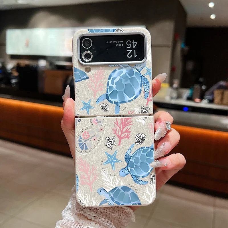 Sea Turtle Whale Phone Case For Samsung Z Flip7 Flip6 Flip5 Shockproof Folding TPU Soft Cover For Samsung Galaxy Z Flip 7 6 4 3