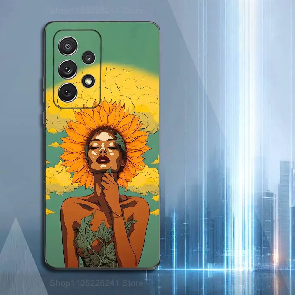 African Black Beauty For Samsung S9,S10,S20,S10,S21,S25,S24,S23,Ultra,FE,Plus,Lite,Soft Silicone Black Case