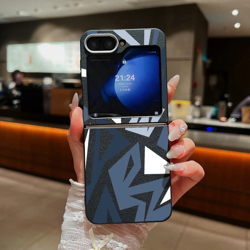 Geometric Pattern Phone Case For Samsung Z Flip7 FE Flip6 Flip5 Flip4 Folding Soft TPU Cover For Samsung Galaxy Z Flip 7 6 5 4 3