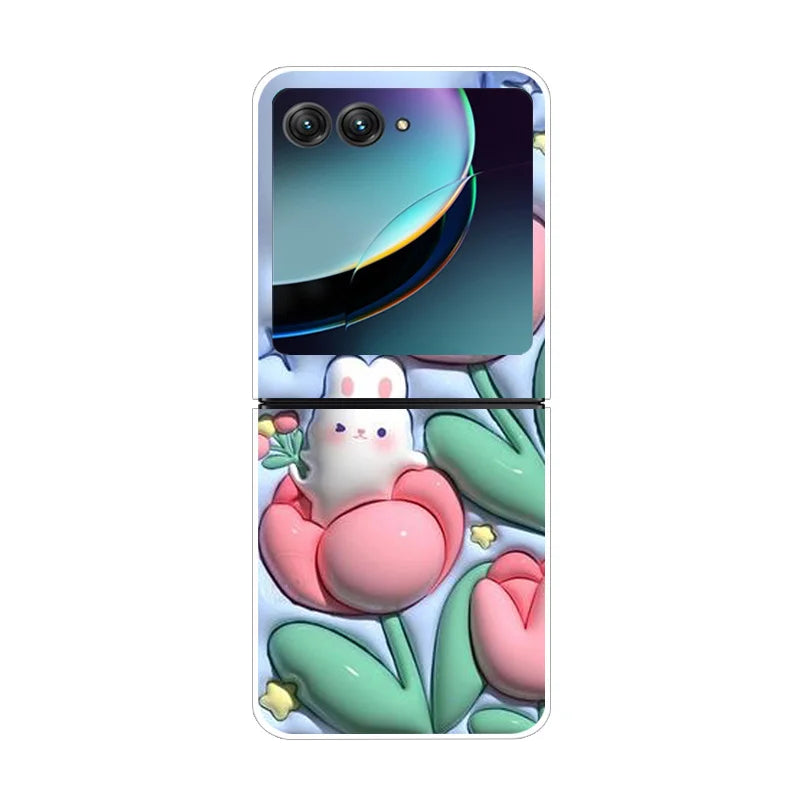 Case For Motorola Razr 40 Ultra Transparent Hard Folding Luxury Pattern For Motorola Moto Razr 40 Ultra Clear Cover Razr40 Ultra