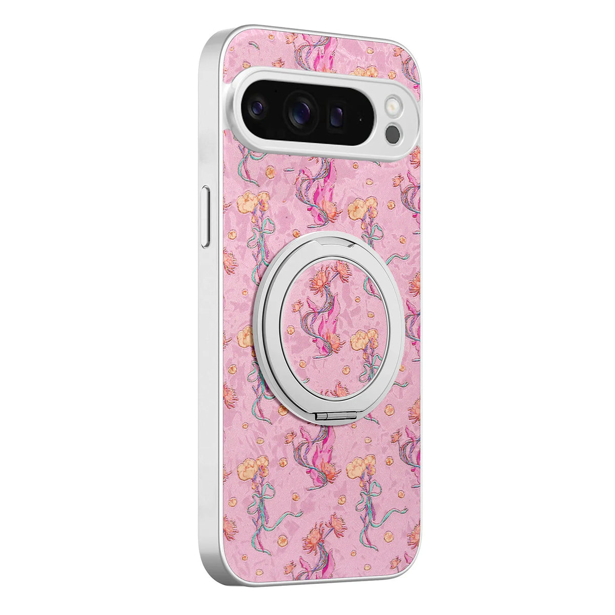 360 Rotating Magnetic Bracket Plant Flower Leather Phone Case for For Google Pixel 11 PRO/PRO-XL/10/9 A PRO XL Kickstand Cover