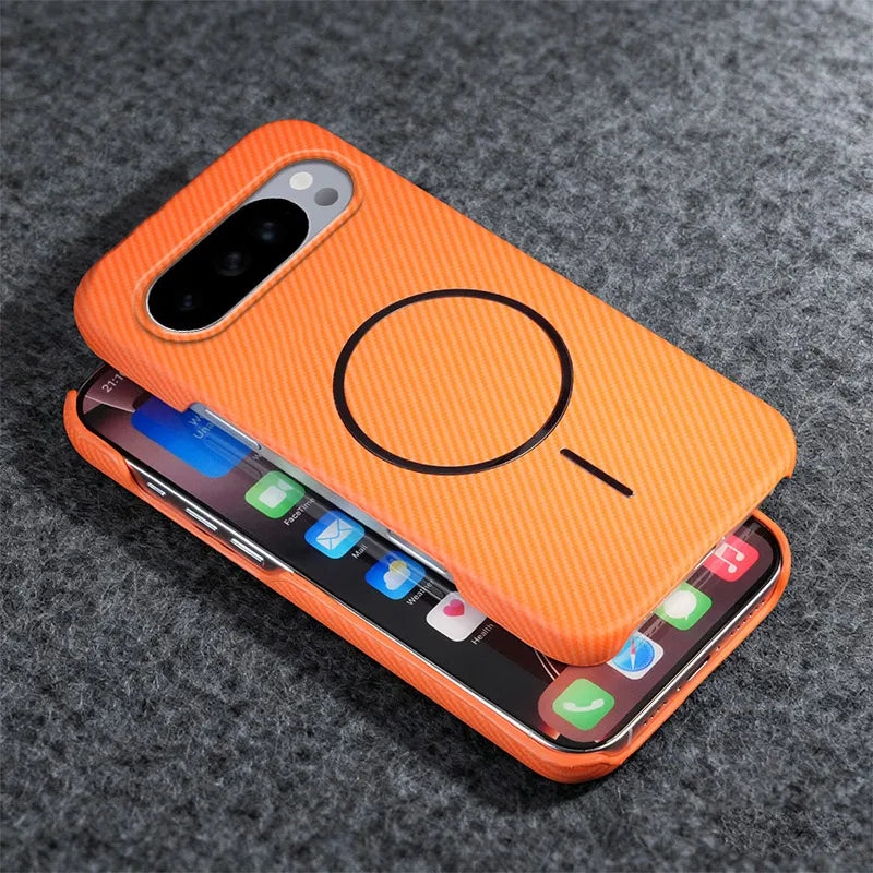 Carbon Fiber Magnetic For Magsafe Case For Google Pixel 10 9 Pro XL 10ProXL 9ProXL 9A Wireless Charger PC Frameless Phone Cover