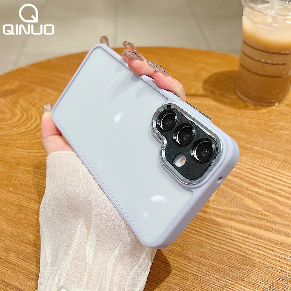 Transparent Acrylic Phone Case For Samsung Galaxy S25 S24 FE S23 Plus Ultra A55 A35 A16 A06 Metal Lens Protector Clear Cover
