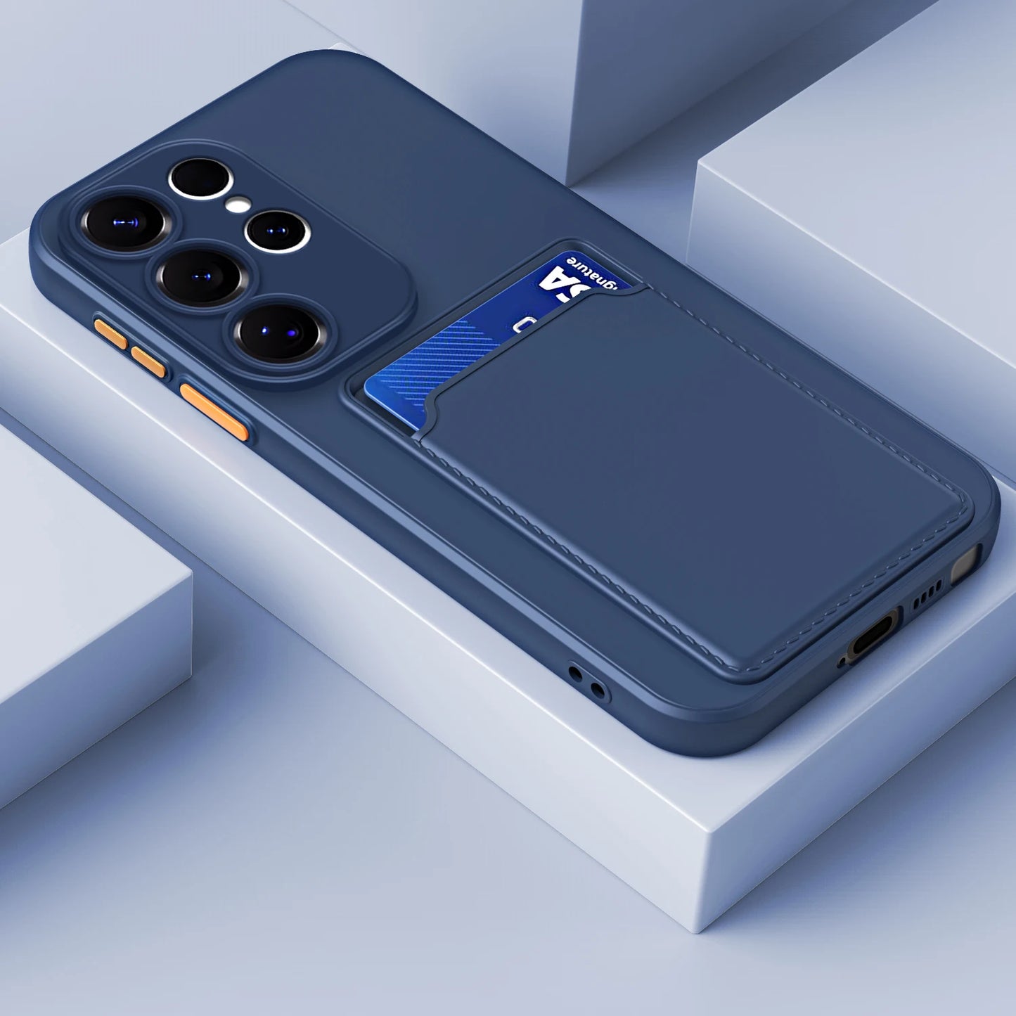 Liquid Silicone Case For Samsung Galaxy S25 S24 S23 S22 S21 S20 Ultra Plus FE Note 20 10 Ultra A16 A56 A26 A54 Card Holder Cover