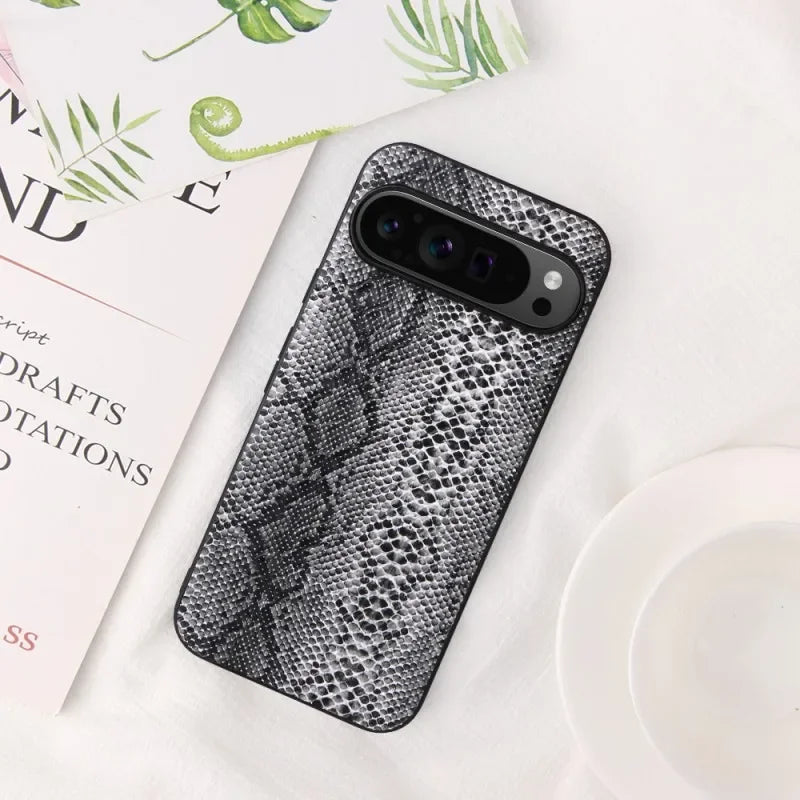 For Google Pixel 10 Pro 8 7 6 9 Pro XL 9A 8A 7A Leather Case With Finger Ring Holder Carbon Fiber Saffiano Leopard Print Cover