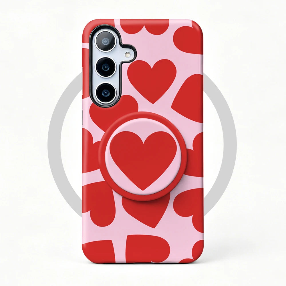 Magnetic Case For Samsung S26 S25 S24 S23 S22 S21 Plus Ultra 20 FE A15 A16 A26 A36 56 17 Love Heart 2 in 1 Phone Holder Cover