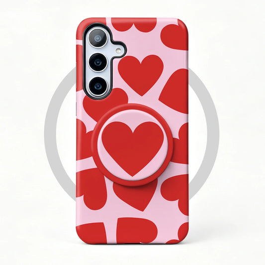 Magnetic Case For Samsung S26 S25 S24 S23 S22 S21 Plus Ultra 20 FE A15 A16 A26 A36 56 17 Love Heart 2 in 1 Phone Holder Cover