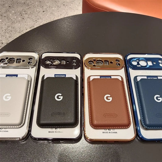 For Google Pixel 7A 8A 9A 9 10 Pro XL Case Magnetic Leather Wallet Case Transparent For Magsafe Wireless Charging Back Cover