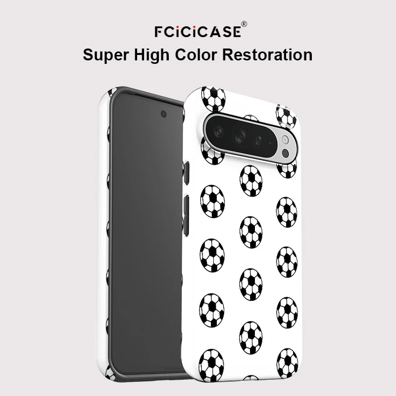 Fcicicase Anti-Drop Phone Case For Google Pixel 10 9 8 Pro 10A 10 9 Pro XL 7A 8A Football Pattern Matte Acrylic Back Cover