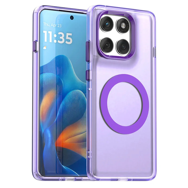 Magnetic Wireless Charging Case For Motorola Edge 60 Pro Moto Edge 60 Neo Fusion Cover Candy Colors Transparent Shell Fundas